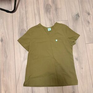 Olive Green Women's V-Neck Top
